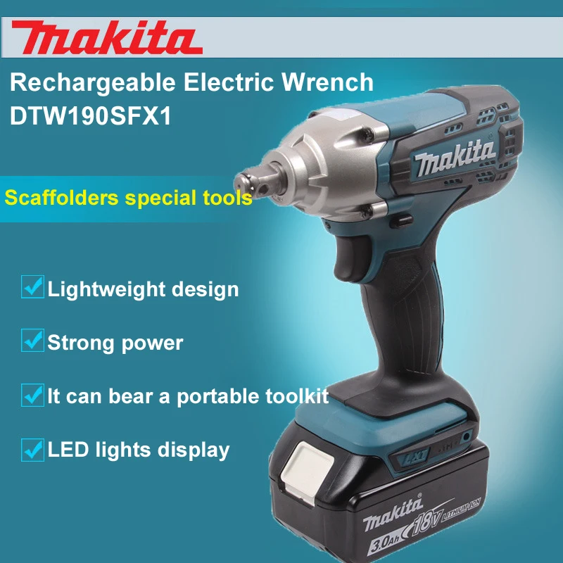 Япония Makita DTW190SFX1 перезаряжаемый Электрический гаечный ключ заряженный двойной/одиночный литиевая батарея ударный гаечный ключ для болтов рукава
