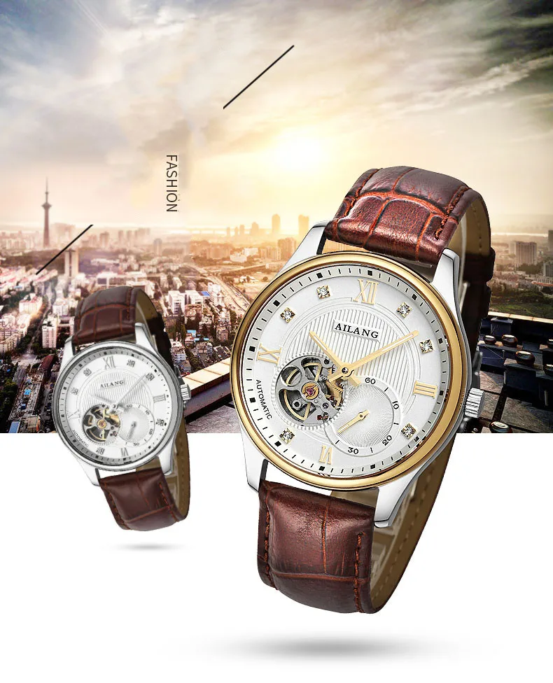 AILANG Tourbillon Мужские часы люксовый бренд Мужские часы автоматические часы алмаз Relogio синий сапфир механические часы