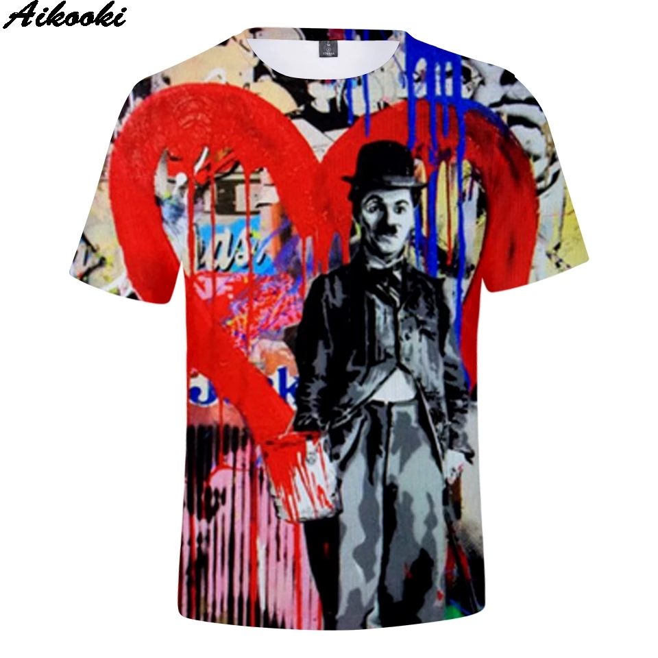 Классические футболки Chaplin 3D мужские/женские Korte Mouw Zomer Mannen Harajuku с принтом chaplin Cool t