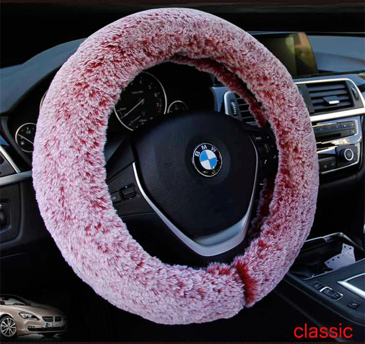 

New Winter Car Suv Steering Wheel Cover Lady Girl Gift Man Gray Faux Fur Super Soft Steering Wheel Cover Fashion Style Purple