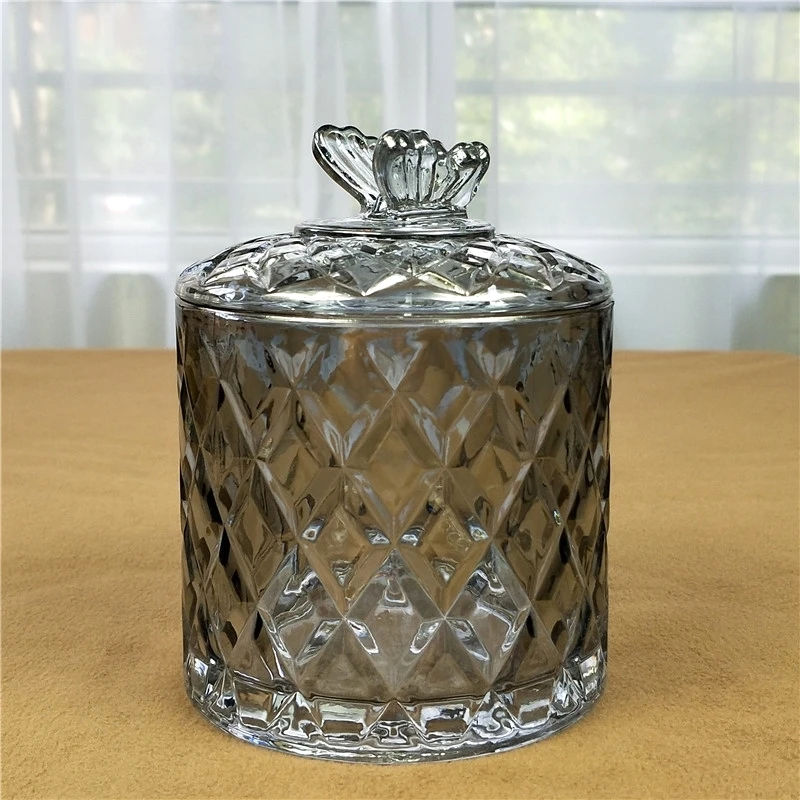 Стеклянная банка для конфет с крышкой бабочки 500 мл декоративная сахара