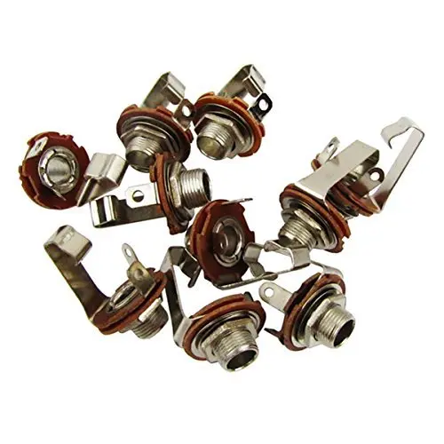 

10pcs Mono Nickel 1/4" Amplifier Jacks Socket Long Style Guitar Jack Socket