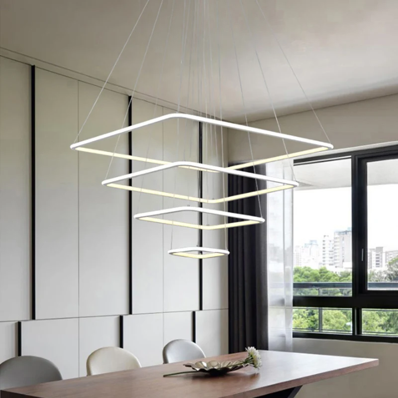 4 кольца новый современный светодиодный Люстра гостиная столовая лампадарио современная люстра лампа AC85