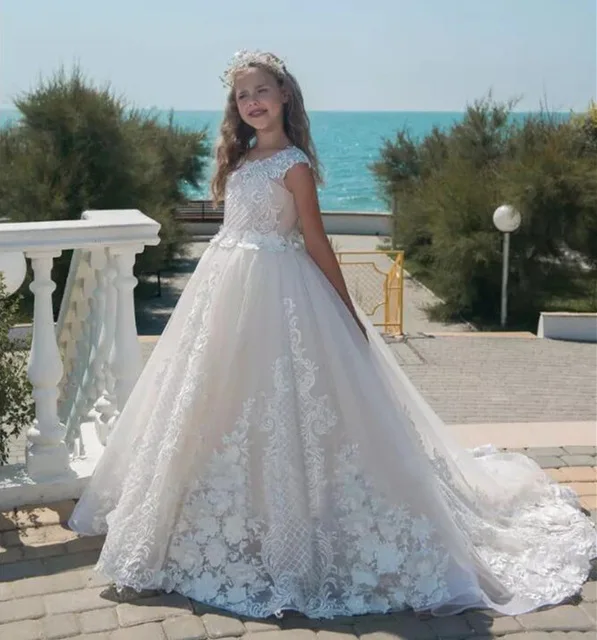 Роскошные 2018 Новые цветочные платья для девочек на свадьбу с кружевной