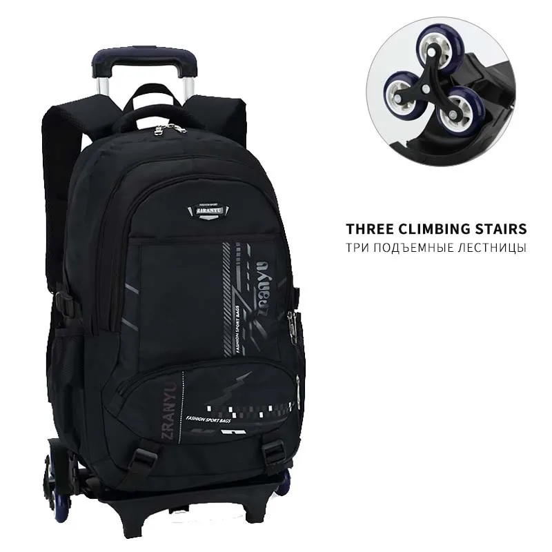 6 wheels YCBXBAO последние съемные детские школьные сумки 2/6 колеса лестницы дети мальчики девочки рюкзаки Тележка школьный чемодан книга сумки - Цвет: 6 wheels
