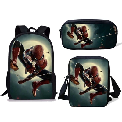 2019New бренд комплект школьных сумок 3 шт дети рюкзак Человек-паук Mochila детские школьные детские узкие Наплечная школьная сумка для мальчиков и девочек - Цвет: LMZY0568CEK