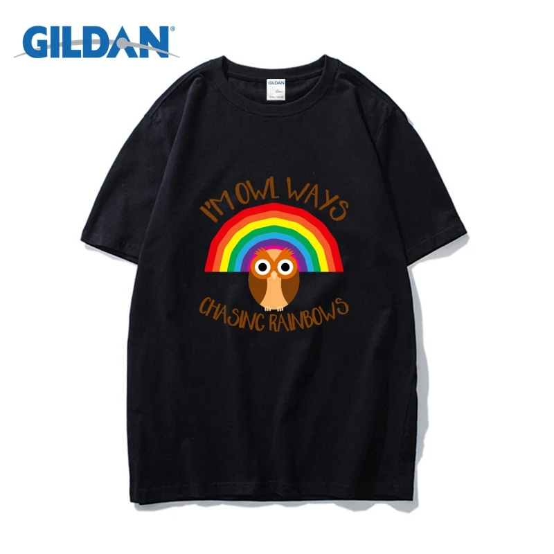 Я м Сова способов чеканка Rainbows Забавный птица Lover 2018 Camisa S майка бренды короткий