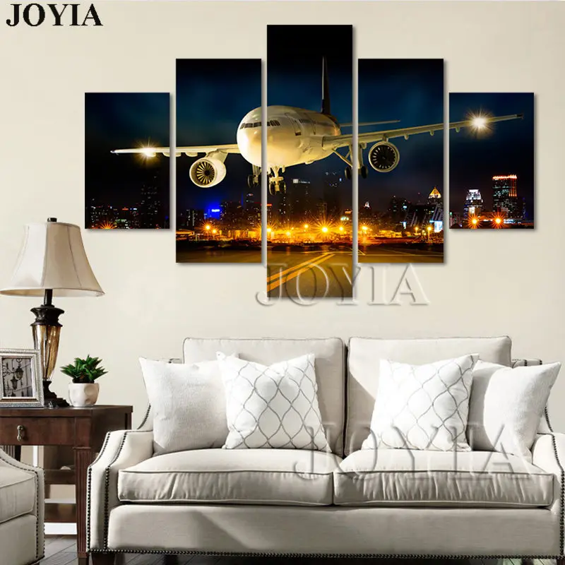 5 шт. холсте самолет настенная живопись Домашний декор современного самолета