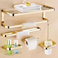 luxury gold brass finish bathroom accessories setpaper holdertowel barsoap baskettoilet brush holderbathroom sets zd1131
