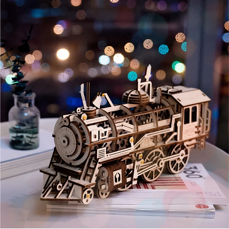 Robud DIY 3D деревянная Механическая головоломка модель строительные наборы лазерная резка действие по заводу Подарочные игрушки для детей LG/LK/AM
