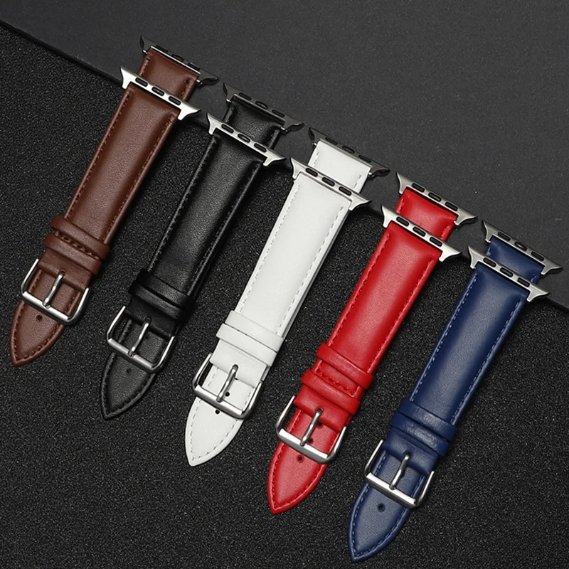 Мягкий спортивный ремешок из натуральной кожи для Apple Watch 4 3 2 1 38 мм 42 резиновый Iwatch