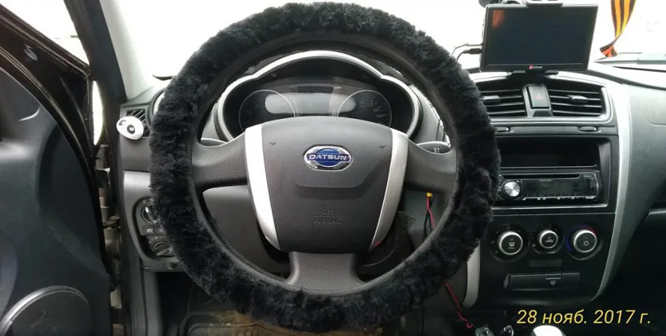 Оплетка на Руль Для Автомобиля Чехлы для Колес Колеса Автомобиля Диски Чехол на Руль Зимой Премиум Чистой Шерсти Овчины Меховой Цвет Серый Чёрный