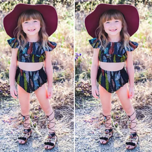 Новинка Модный повседневный укороченный топ с перьями для девочек рубашка