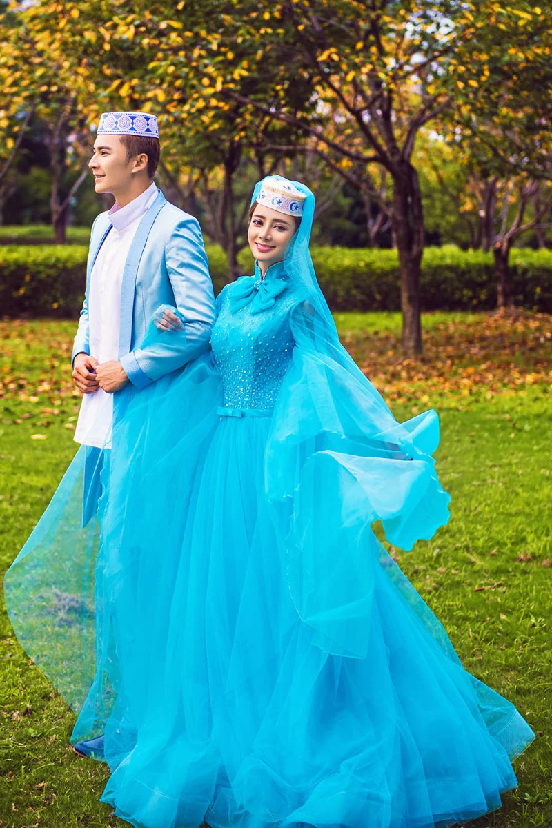 Элегантный бантики высокая шея синий велюр вечерние платья створки длинный