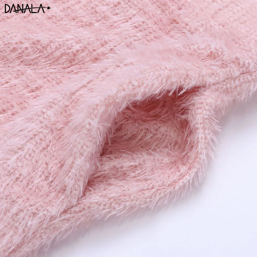 DANALA милый сексуальный женский пижамный комплект махровая теплая Пижама с