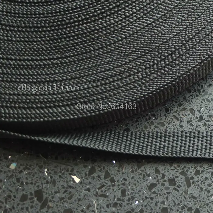 25 Yard 1&quot 25mm Polypropylene Webbing Belt Strap Buckles Strapping Black PP |