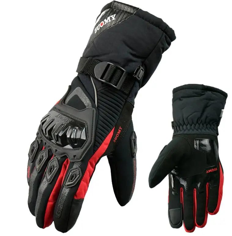 WP-02 red SUOMY зимние теплые moto rcycle перчатки водонепроницаемые ветрозащитные Guantes moto Luvas с сенсорным экраном moto siklet Eldiveni защитные - Цвет: WP-02 red