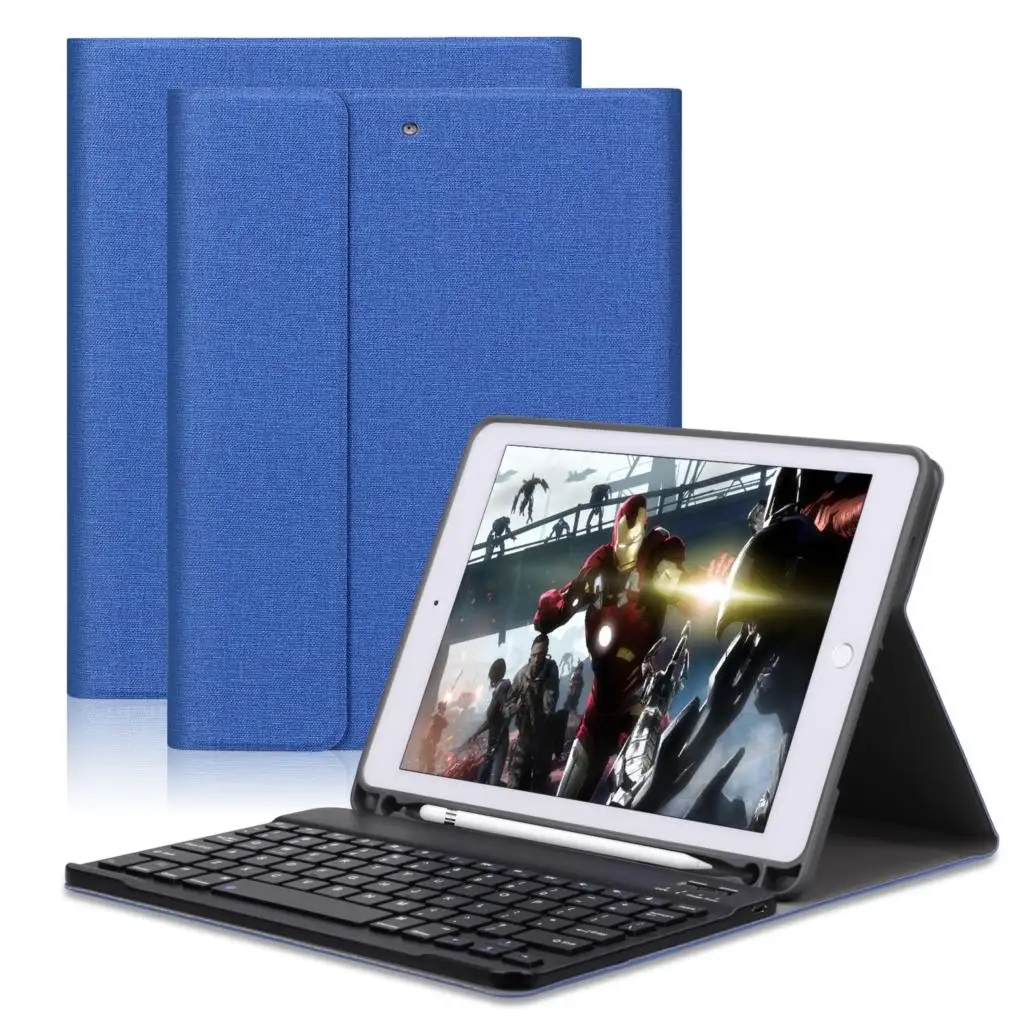 Синий Чехол для клавиатуры для iPad Pro 10,5 /iPad Air 3 чехол Магнитный умный чехол с карандашом 1" Съемная клавиатура - Цвет: Синий