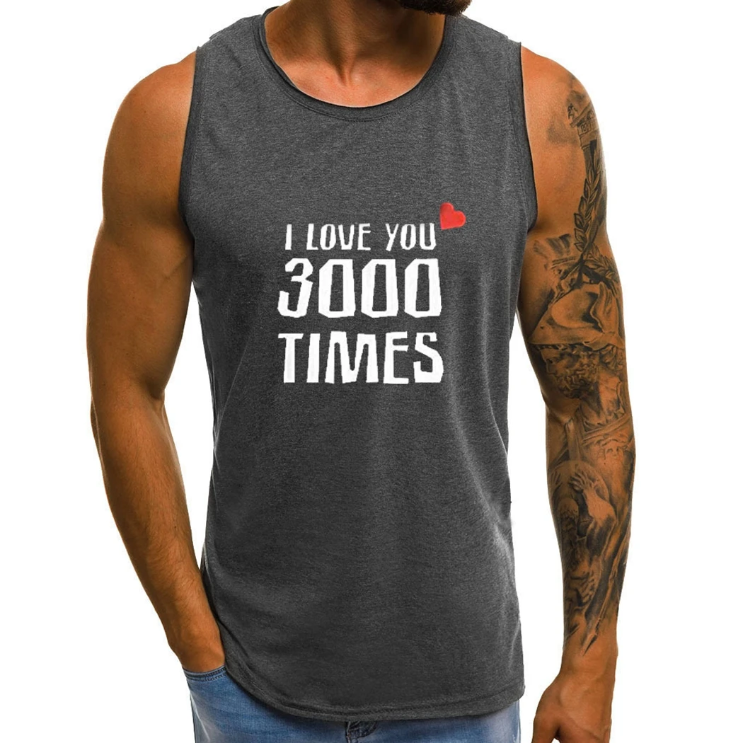 Мужские повседневные облегающие топы с надписью I love you 3000 times летняя спортивная