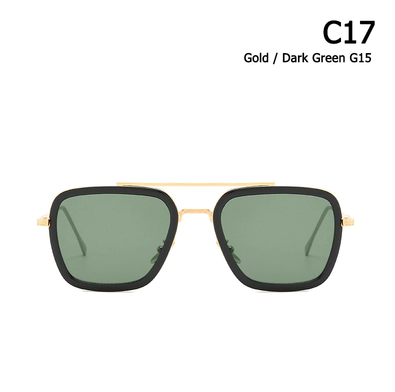 C17 Gold G15 JackJad, модные Мстители, Тони Старк, полёт 006, стильные солнцезащитные очки, мужские, квадратные, авиационный бренд, дизайнерские солнцезащитные очки, Oculos De Sol - Цвет линз: C17 Gold G15