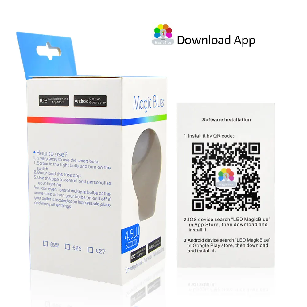 1X Смарт Bluetooth 4 0 приложение управления Светодиодный сценический свет RGBW 5 W E27 85 V-265