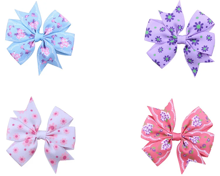 

MengNa 22 Color 3inch Floral Print Ribbon Hairbows,hair Ribbon bows With Clips Girls' Hair Accessories,100cs/lot