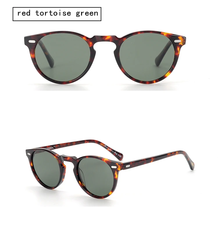 red tortoise green Gregory Peck, Ретро стиль, Овальные Солнцезащитные очки, мужские, поляризационные, Ретро стиль, ацетат, очки, для улицы, для вождения, солнцезащитные очки, для женщин, zonnebril heren - Цвет линз: red tortoise green
