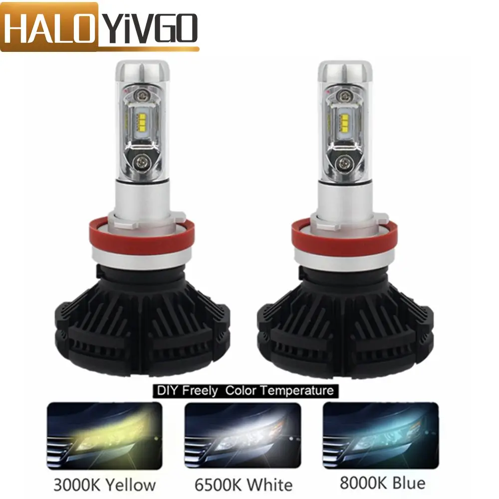 

H8 H9 H11 светодиодные лампы для автомобильных фар CSP чип 50 Вт 6000LM 3000 К 6500 к 8000 К Автомобильные светодиодные фары Противотуманные фары автомобил...