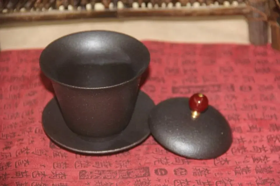 Китайский чайный сервиз gaiwan грубая керамика ручная черная Модель King kong черный