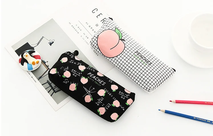 Милые персики Холщовый пенал Канцелярский ящик для хранения органайзер чехол