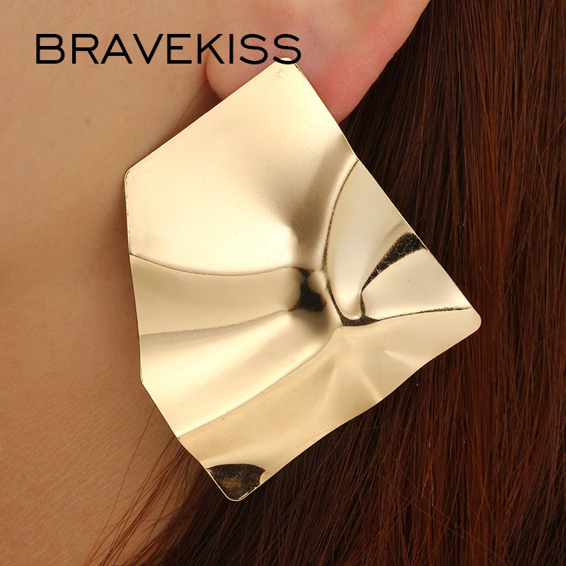 Серьги BRAVEKISS женские металлические глянцевые неровные в сложенном виде