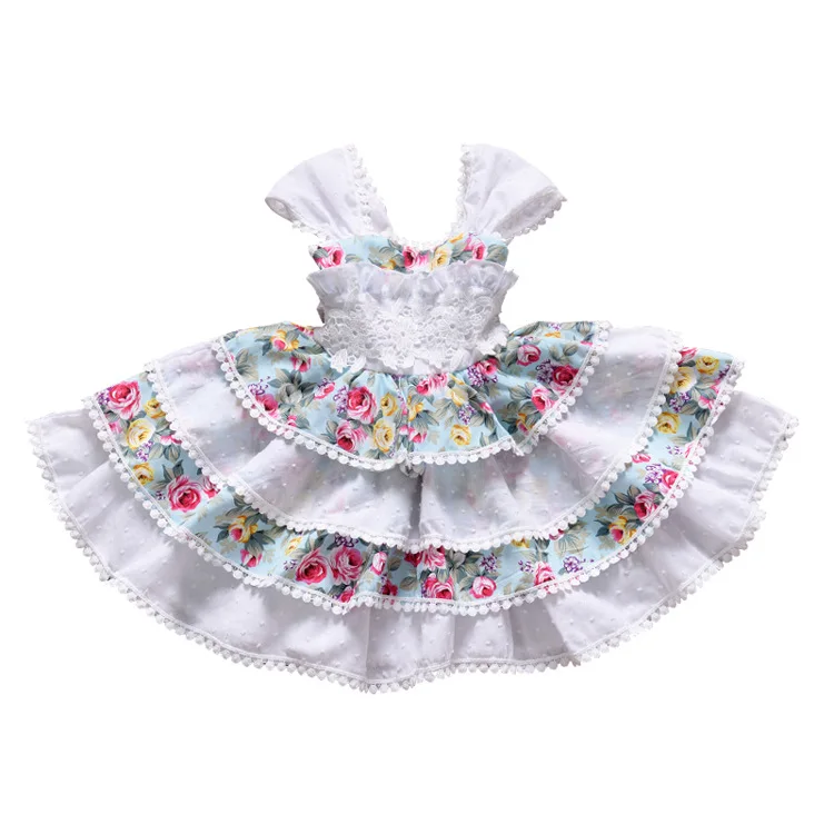 Розничная продажа Ins горячие девушки малышей лук кружевная Цветочная Лоскутная