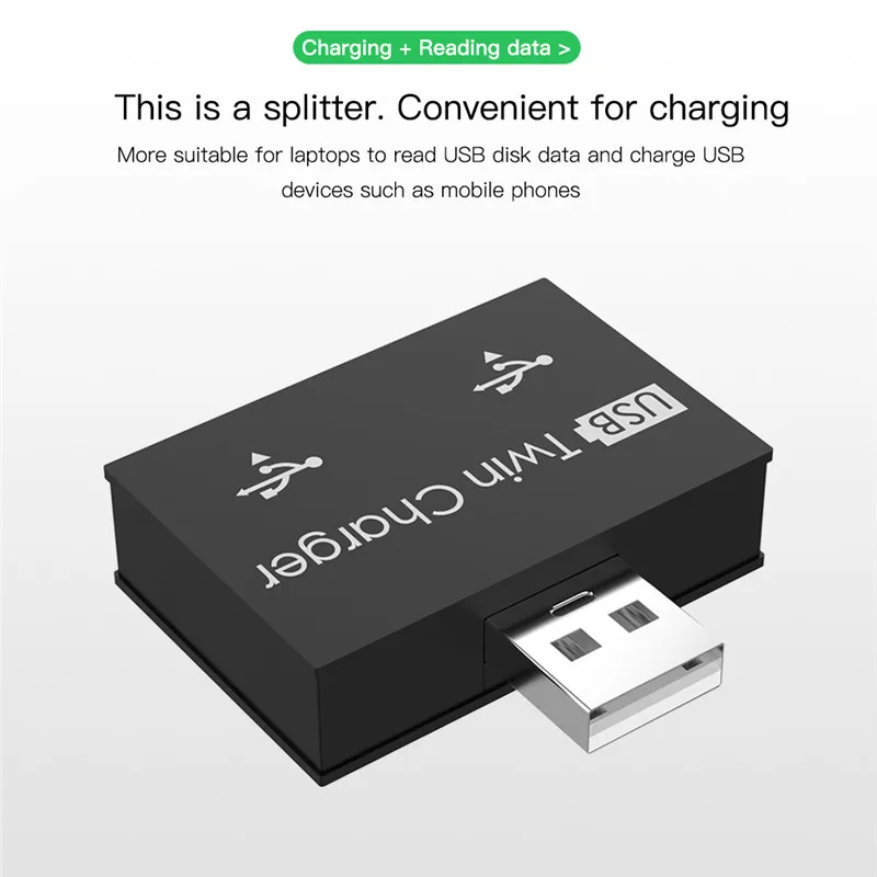 Портативный USB 2,0 Разветвитель USB двойной USB2.0 концентратор телефона для зарядки передачи и синхронизации данных адаптер для MacBook, ПК, ноутбук Тетрадь