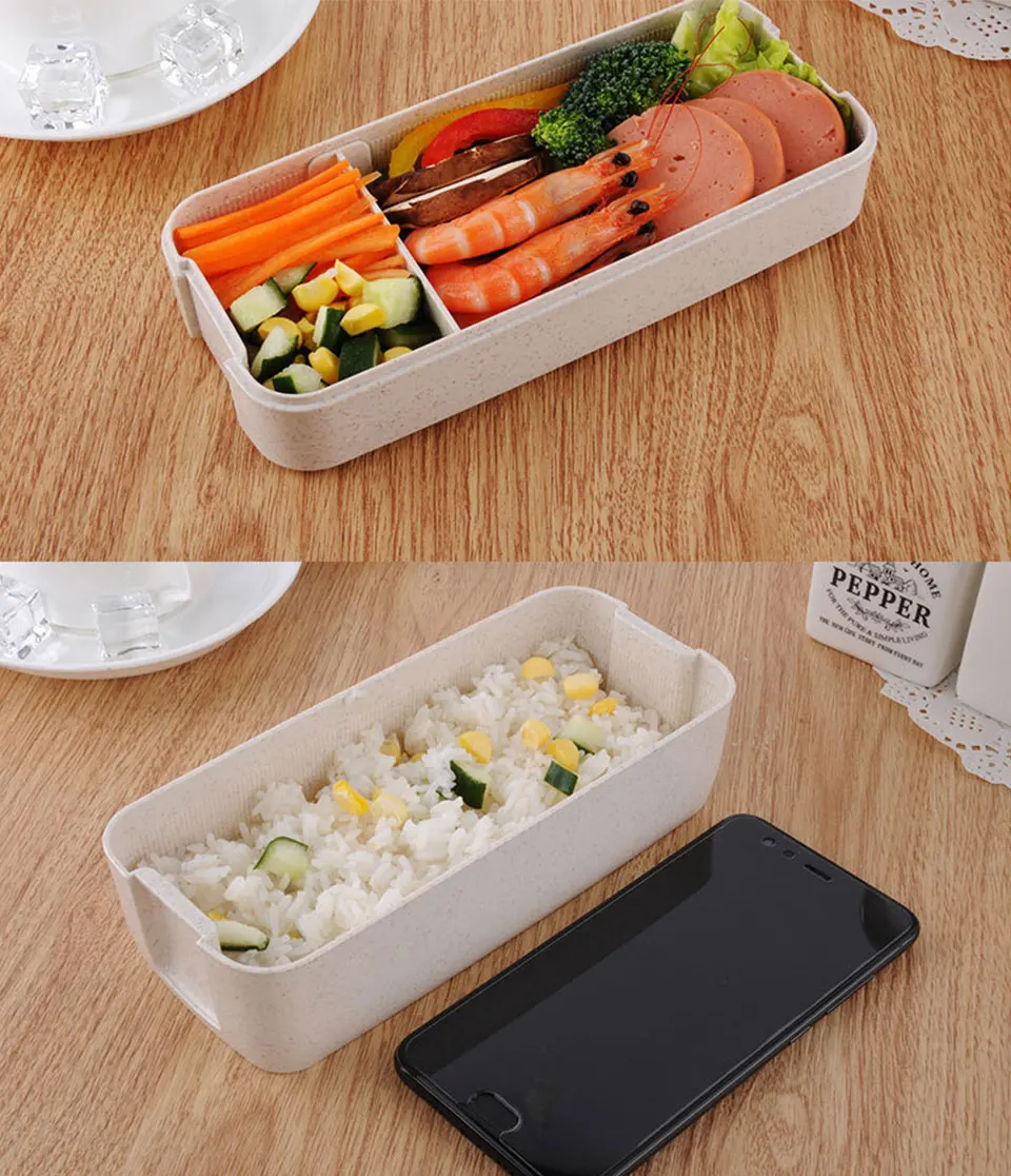 900 мл 3 слоя Bento Box экологичный Ланч-бокс контейнер для еды материал пшеничной соломы микрофибра столовая посуда Ланчбокс Новинка