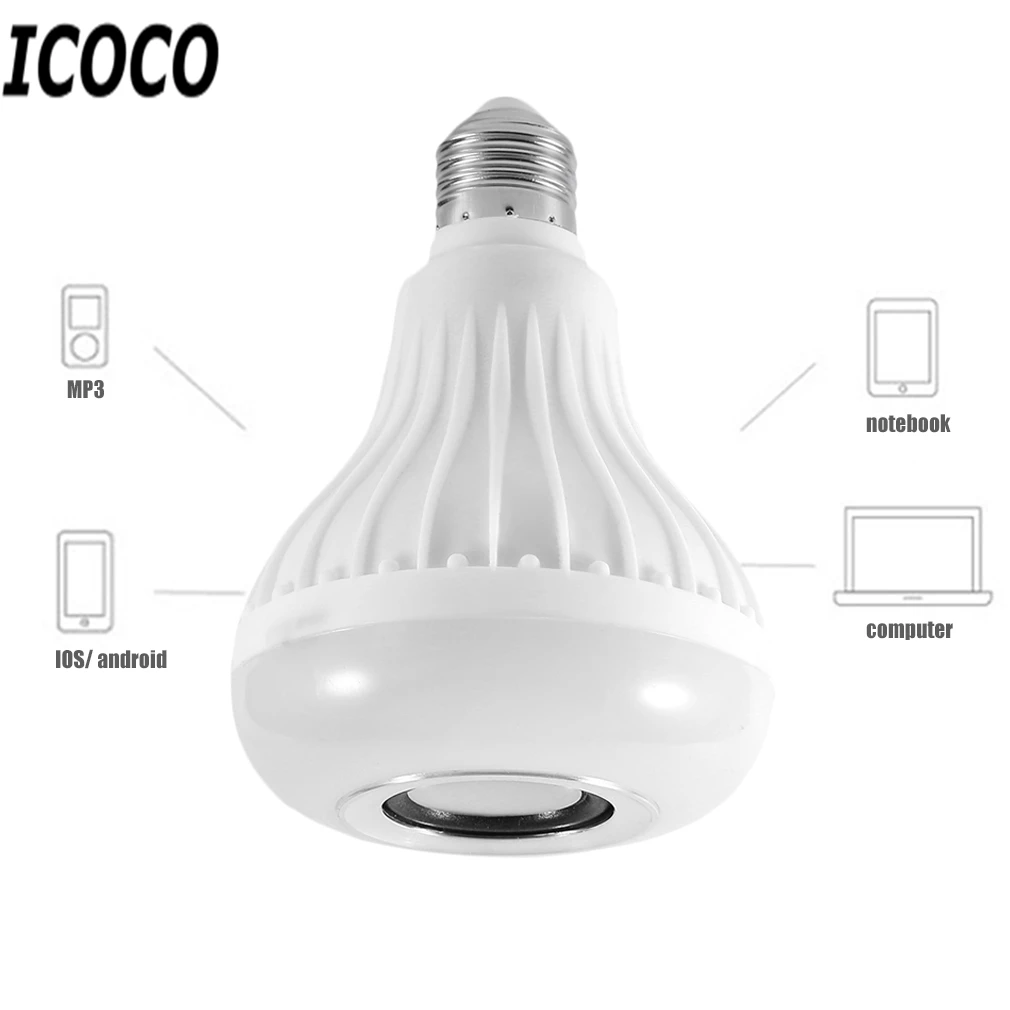 ICOCO 28 светодиодный s 12 W умный беспроводной Bluetooth светодиодный Стереодинамик RGB цветная лампочка свет Музыка лампа+ пульт дистанционного управления Лидер продаж