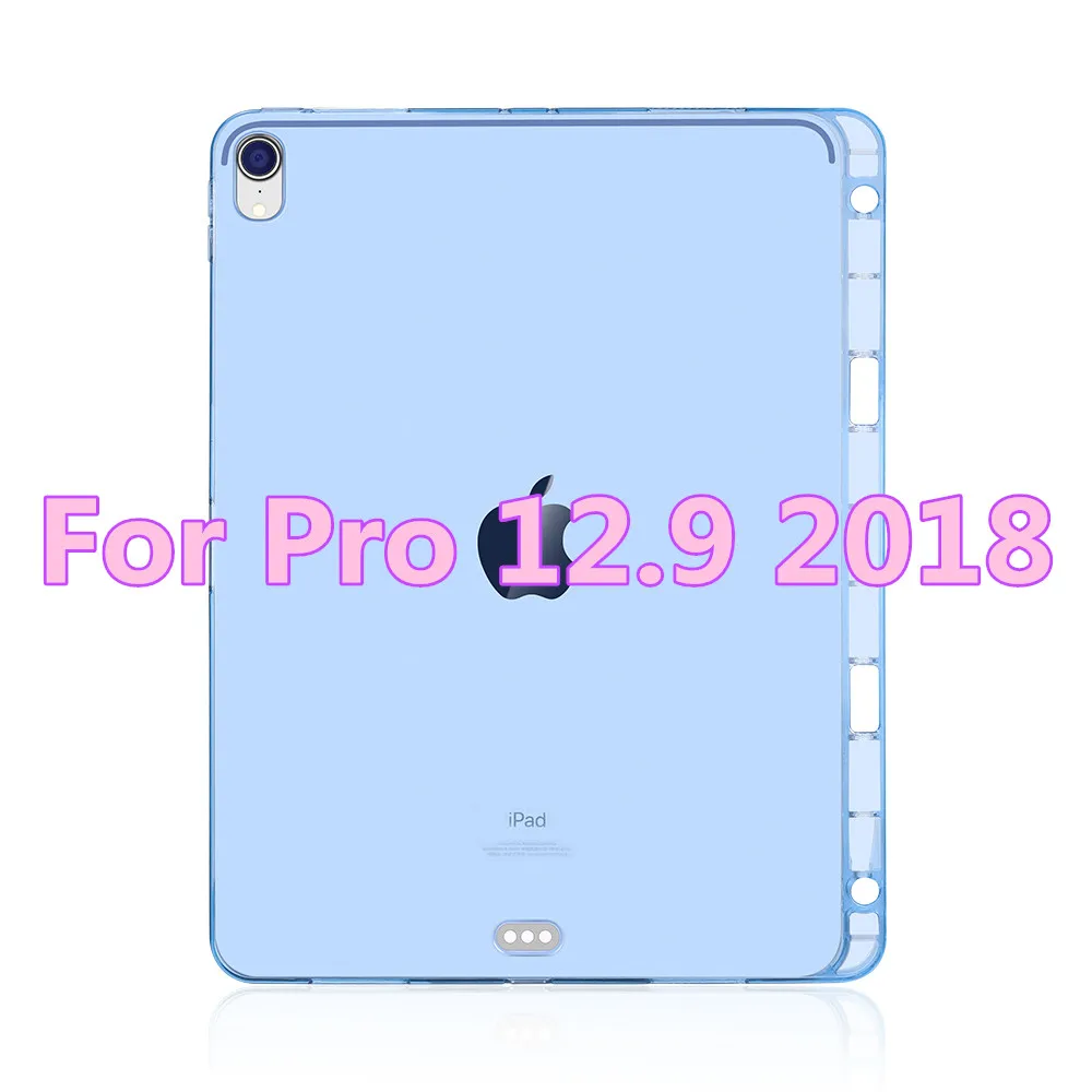 blue 12.9 2018 Чехол для iPad Pro 12,9, мягкая задняя крышка из ТПУ для iPad Pro 11, чехол с карандашом, чехол для iPad Pro 12,9 - Цвет: blue 12.9 2018