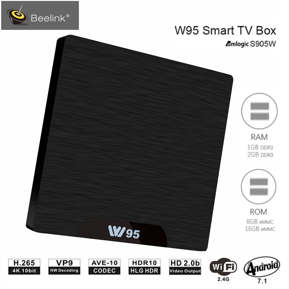 Beelink W95 ТВ коробка Android 7 1 Amlogic S905W 4 ядра 2G RAM 16G ROM Декодер каналов кабельного