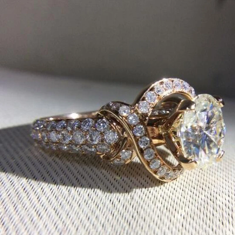 Милые позолоченные кольца с полным покрытием из фианита европейские обручальные