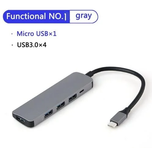 As show 5 в 1 USB C концентратор USB-C-3,0 концентратор HDMI PD Thunderbolt 3 адаптер для samsung Galaxy S9/S8 huawei P20 Pro type C usb-хаб - Цвет: As show