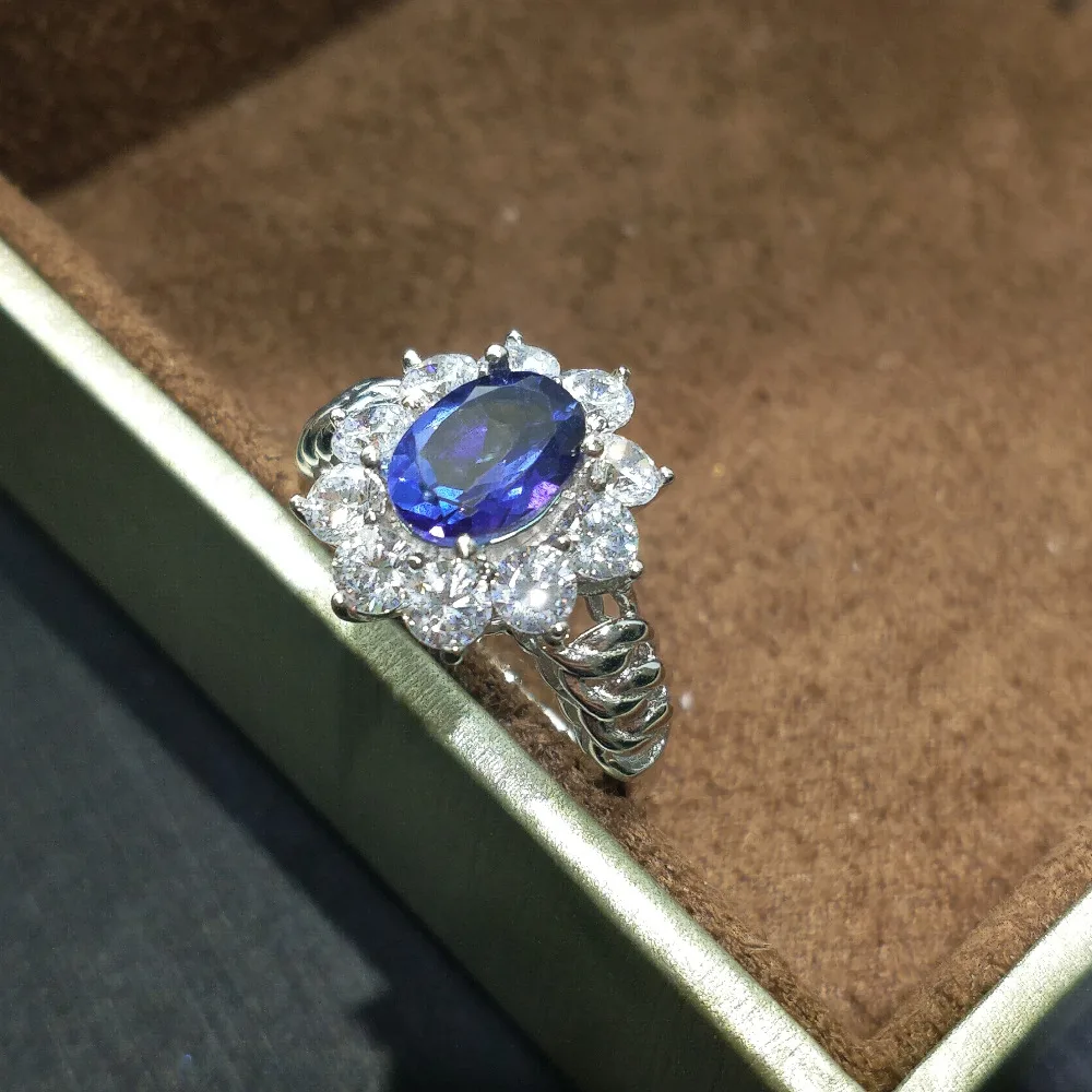 Классическое кольцо FLZB с естественным топазом цвета танзанита в ювелирном серебре 925 с позолотой, модное, высокого качества, красивое.