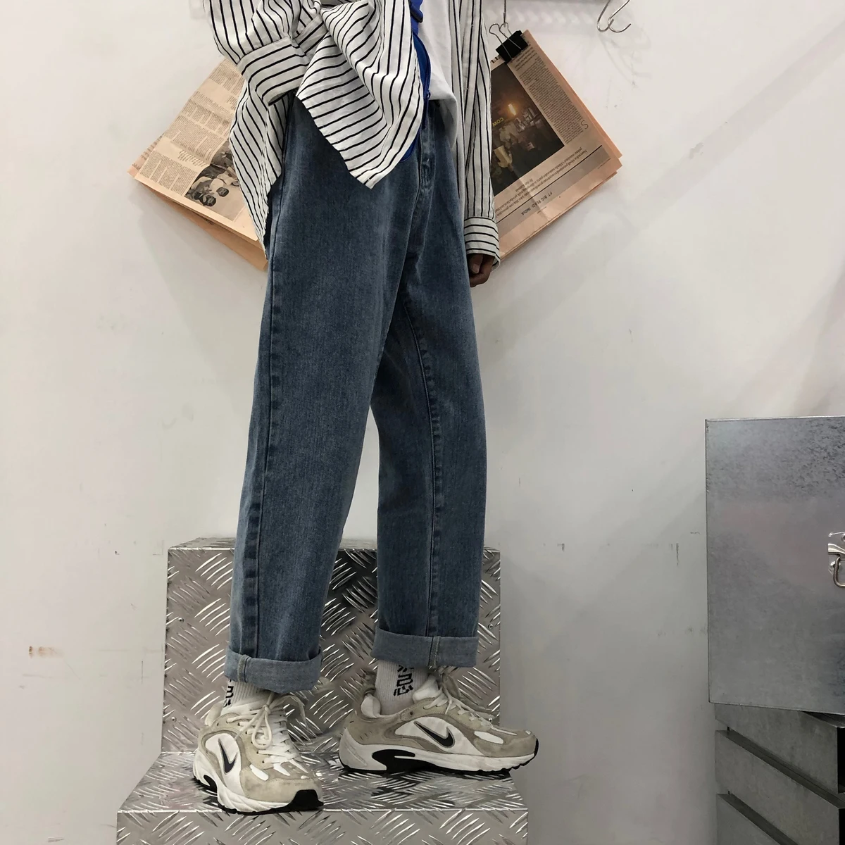 2018 осенние и зимние мужские простые ковбойские прямые брюки Свободные