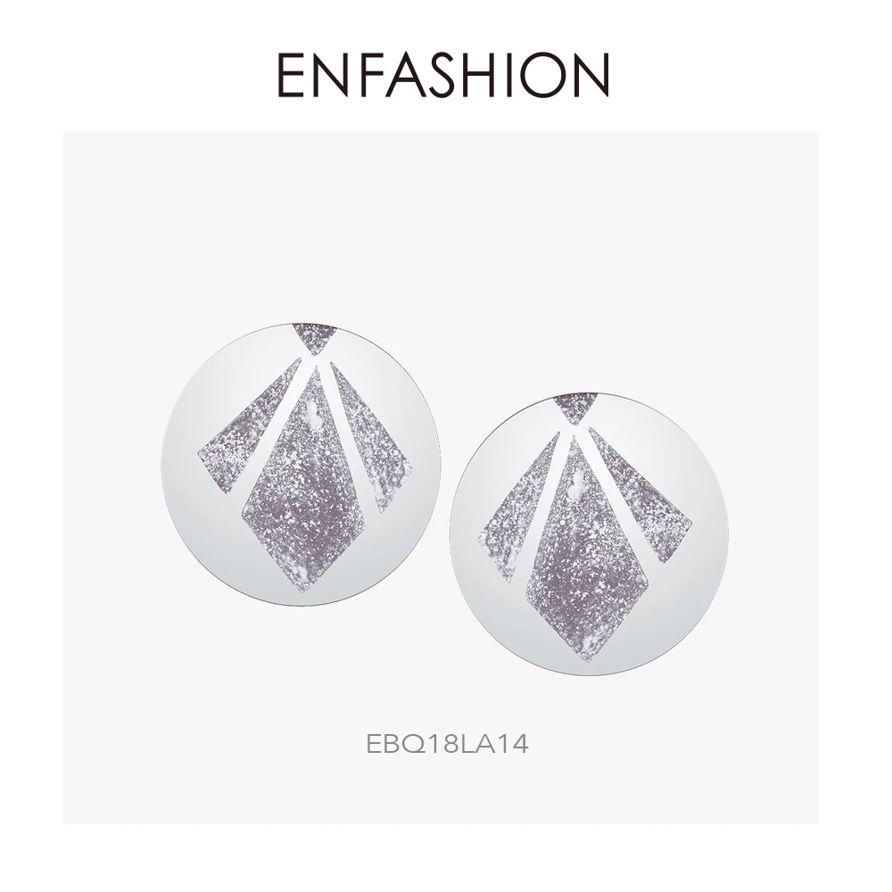 Enfashion лаковые художественные сережки-гвоздики с ручной росписью из нержавеющей стали большие серьги круги для женщин модные ювелирные изделия Kolczyki EBQ - Окраска металла: EBQ18LA14