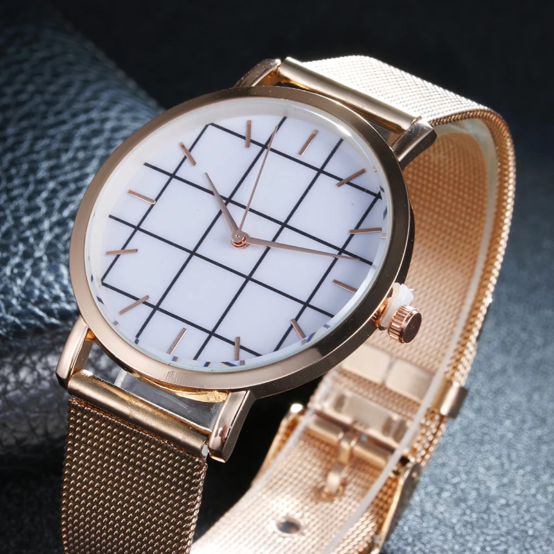 Британский стиль гриддинга Циферблат Часы Супер Тонкий Platimum дамы Наручные