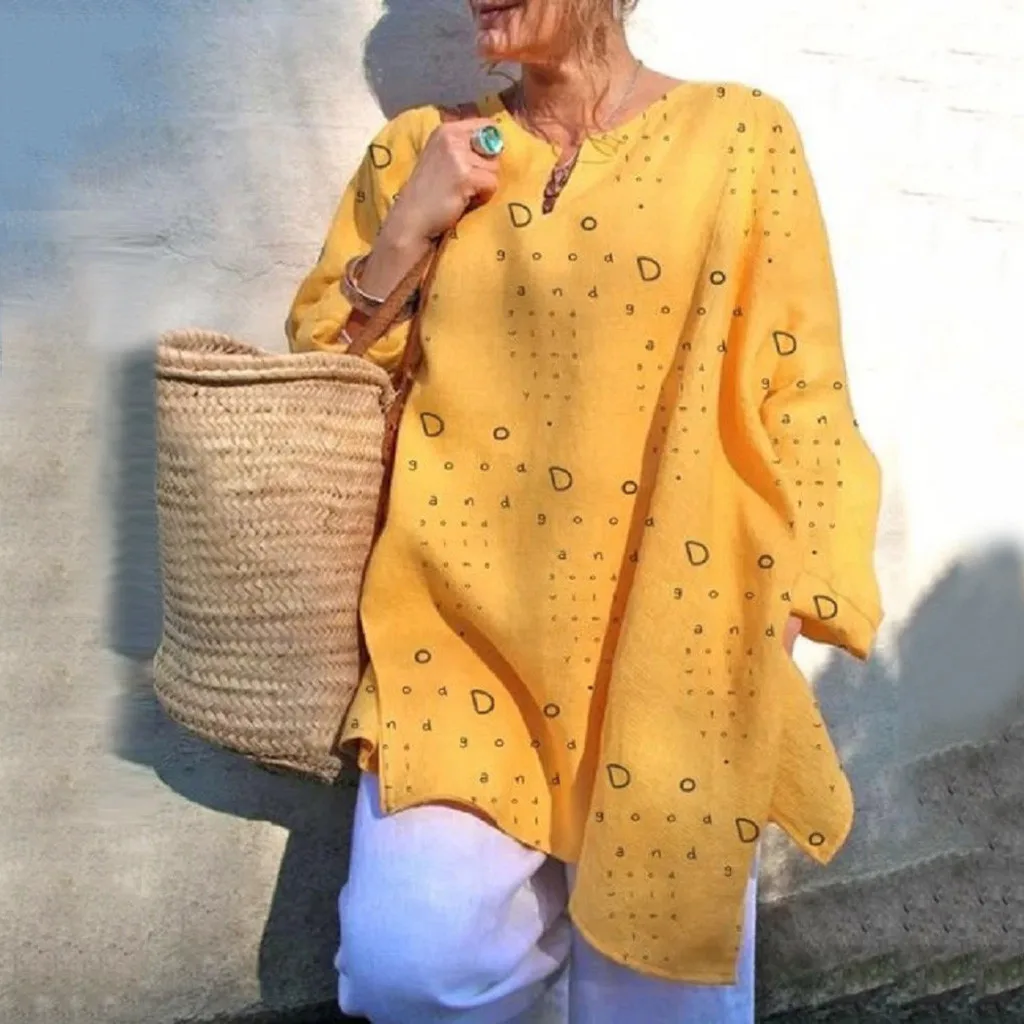 Женские блузки 2019 модные с буквенным принтом длинным рукавом свободные рубашки