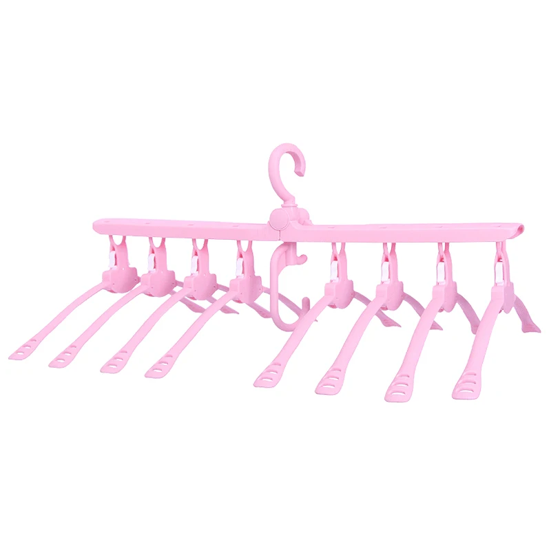 Multifunctional Plastic Foldable Clothes Hanger Save Space Laundry Drying Racks Wardrobe Closet Storage Organizer Clothes Hanger - Цвет: Pink