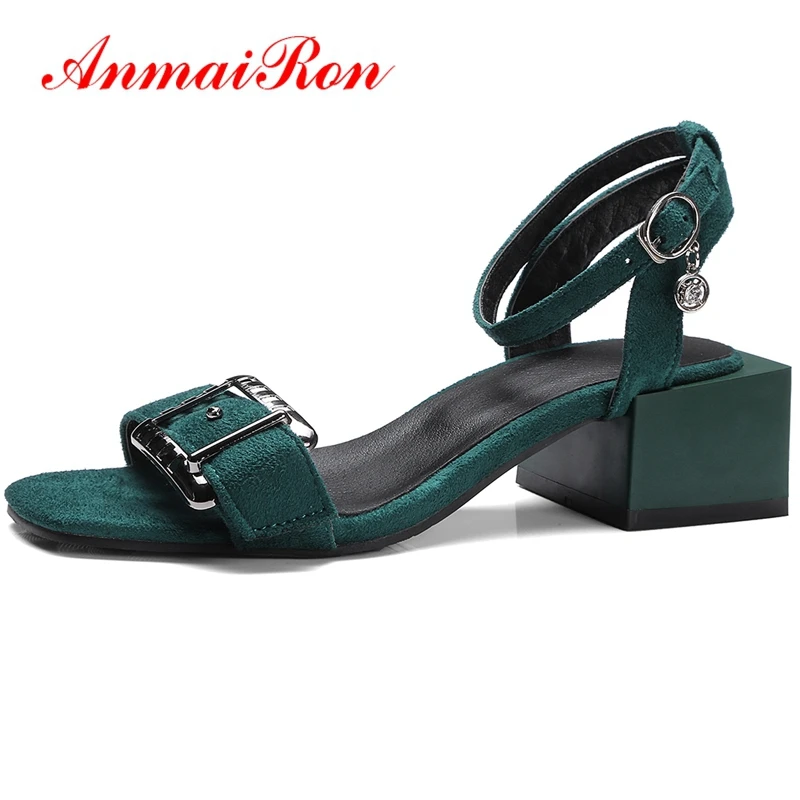 

ANMAIRON New Fashion Casual Gladiator Buckle Strap High Heels Sandals Women Woman Sandals 2018 Summer Size 34-39 LY341