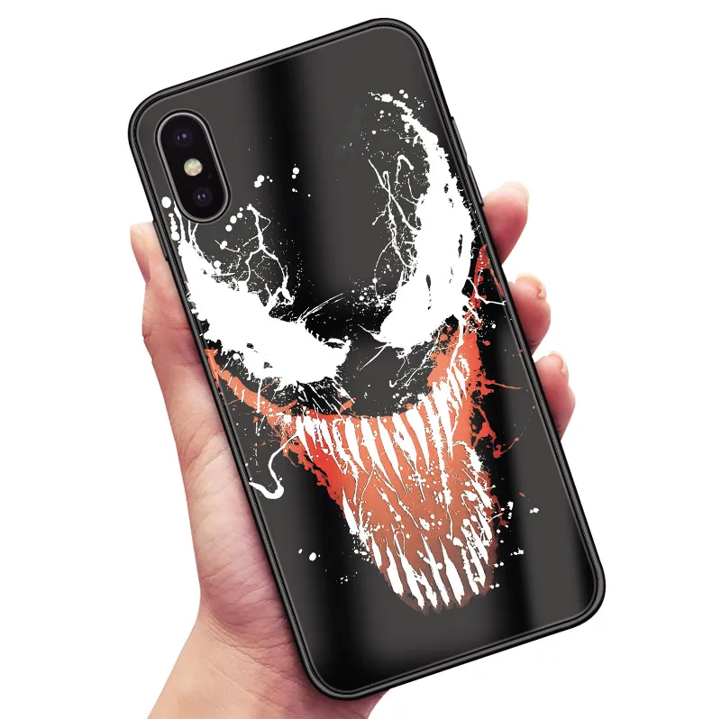 Venom Marvel роскошный гладкий Чехол для телефона, стеклянный Мягкий силиконовый чехол для iPhone 6 6s 7 8 Plus X XR XS 11 Pro max - Цвет: AE 1692