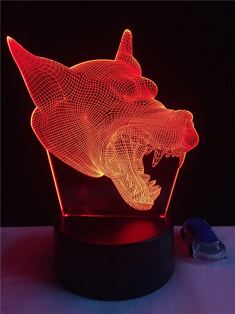 3D лампа в виде головы волка светодиодная RGB USB ночсветильник для настроения