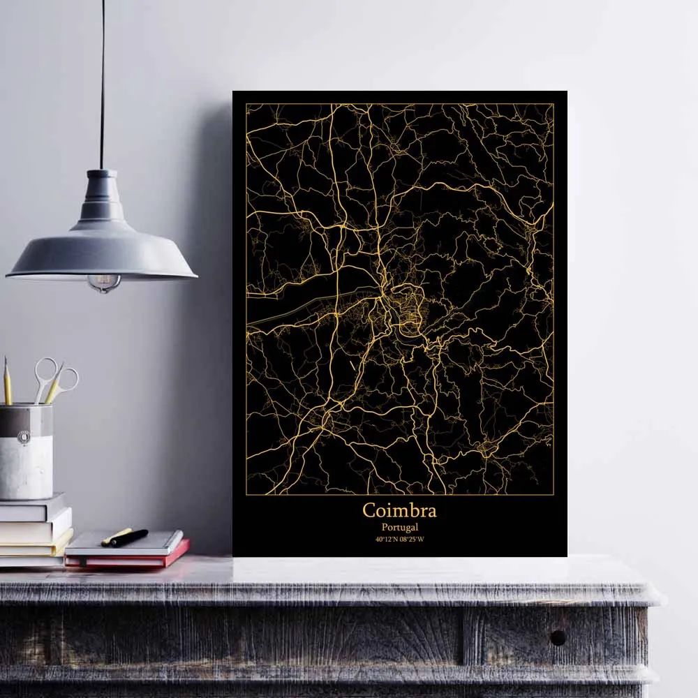 Coimbra Lisbon Porto Portugal Map Poster | Дом и сад
