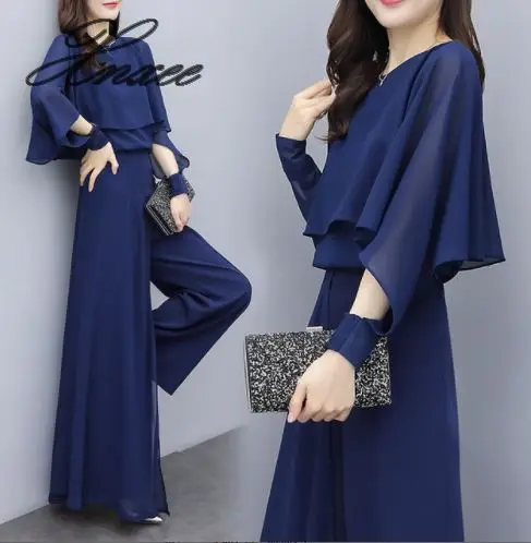 

Xnxee chiffon high waist wide leg pants suit female 2020 summer dress new women's fashion two-piece spring